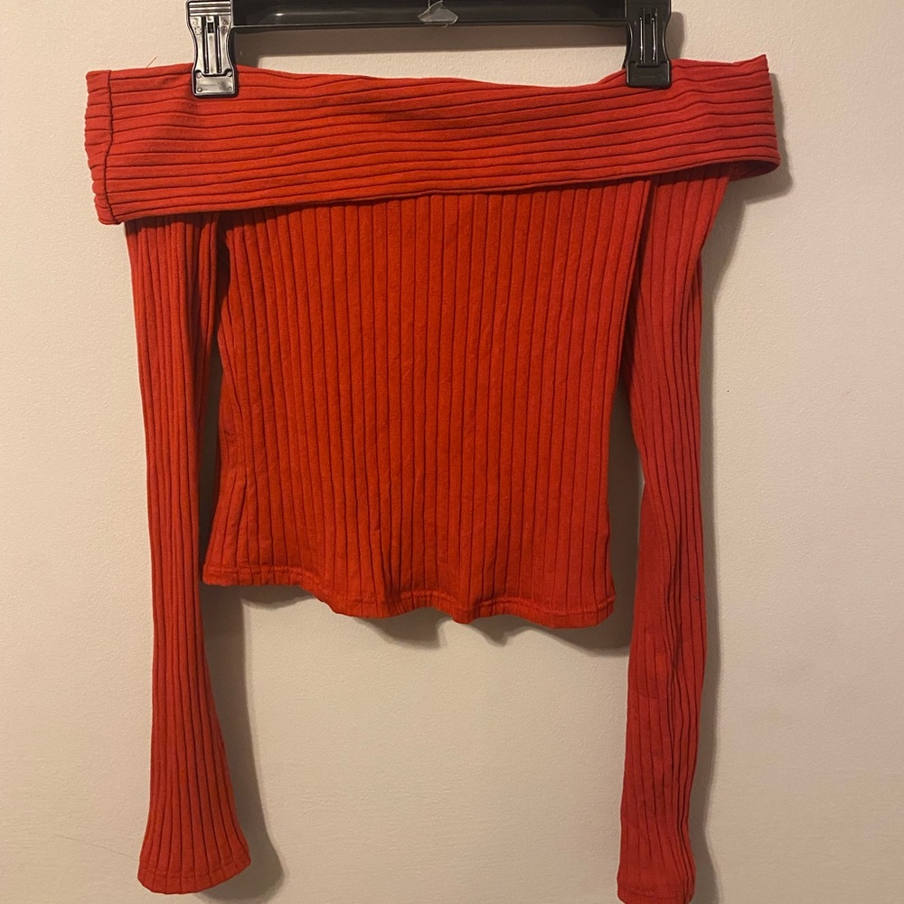 NWT size 6 Off the Shoulder Orange Long Sleeve
